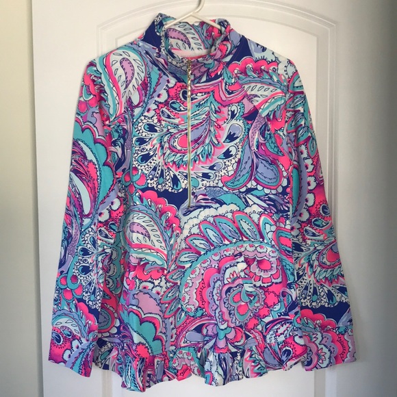 Lilly Pulitzer Tops - Lilly Pulitzer popover pink tropics mermaids call